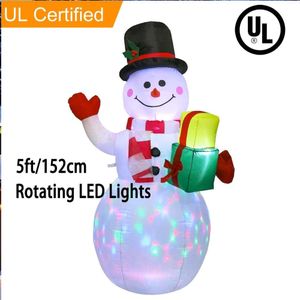 OurWarm 5ft Outdoor Opblaasbare Kerst Sneeuwpop Decoraties Met Roterende Led-verlichting Groet Sneeuwpop Voor Kerstmis Yard Decor