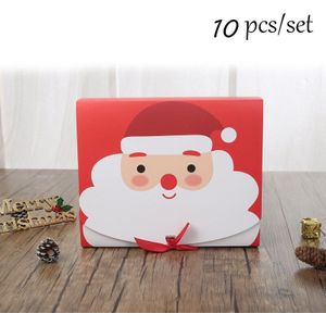 10 stks/partij Kerst Strik Geschenkdoos Grote Rood Groen Verpakking Dozen Craft Wrap Opslag Papier Doos DIY Chocolade Snoep doos