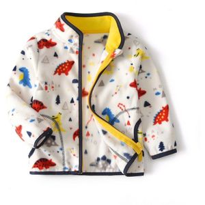 Springen Meter Dinosars Fleece Jassen Voor 2-8T Baby Jongens Uitloper Rits Kids Jassen Jas Kleding uitloper