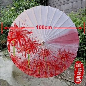 Higanbana Blossom Olie Papier Paraplu Pure Witte Onderkant Kids Dance Papier Parasol Volwassenen XXXXXL Grote Size Regen Papier Paraplu