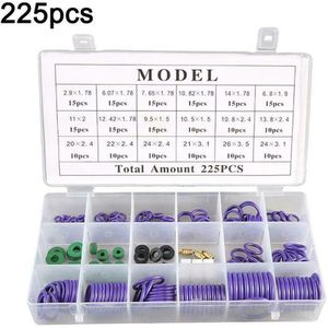 225Pcs Gemengde Grootte R22/R134a Airconditioning Compressor Afdichting O-ring Pakkingen Set Reparatie Auto Airconditioning rubber O-Ring Gereedschap