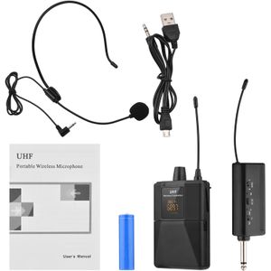 Uhf Draadloze Headset Microfoon Met Zender Ontvanger Led Digitale Display Bodypack Zender Voor Onderwijs Live Performance
