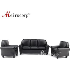 Poppenhuis meubels 1/12 schaal Miniatuur zwart lederen Sofa en stoel 3 stks set