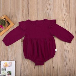 Pudcoco Effen Katoenen Baby Herfst Rompertjes Vintage Baby Meisje Romper Lange Mouw Baby Kleding 3M-3 jaar