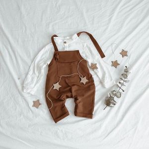 Pasgeboren Baby Jongen Meisje Effen Tuinbroek Bib Broek Romper Overalls Outfits Kleding
