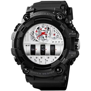 Skmei Cool Quartz Horloge Mannen 2 Tijd Waterdicht Shock Resistant Horloges Mens Pu Leather Sport Klok Voor Mannen 1557