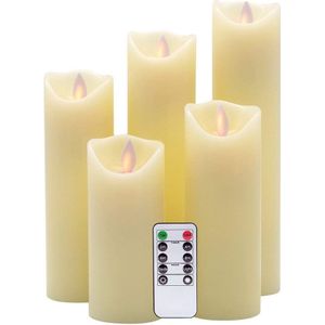 Pak van 5 Geel licht LED Vlamloze Wax Kaarsen Met Afstandsbediening en Timer, moving Vlam Kerst Kaarsen Voor Decoratie, niet batterij