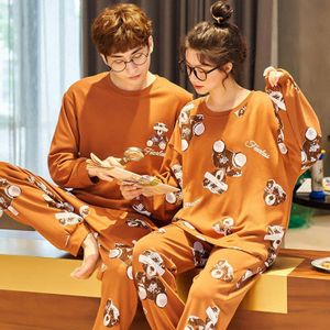 Xizou Paar Pyjama Set Nachtkleding Vrouwen Mens Katoen Pijama Lange Mouwen Sleepshirt Homewear Pyjama Ronde Hals Lounge Wear