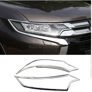ABS Chrome Auto Koplamp + Achterlicht Lamp Cover Trim Voor Mitsubishi Outlander