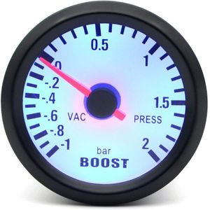 Boost/Water Temp/Olie Temp/Olie Druk/Spanning/Toerenteller Rpm Gauge 2''52mm Analoge Led Zwart case Met Blauwe Led