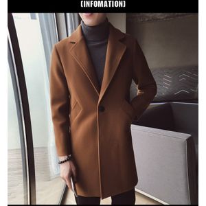 Winter Lange Wollen Jas Man Bruin Warme Man Jas Koreaanse Slim Fit Lange Jas Mannen Trend Bruin Zwarte Jas Mannen casaco Masculino