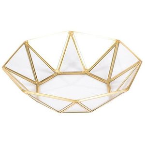 Nordic Retro Opbergvak Gold Rechthoek Glas Make Organizer Tray Dessertbord Sieraden Display Home Keuken Decor