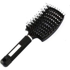 Tangle Hair Brush Hoofdhuid Massage Kam Haarborstel Varkenshaar Nylon Vrouwen Nat Krullend Ontwarren Hair Brush Salon Kappers Styling Tool
