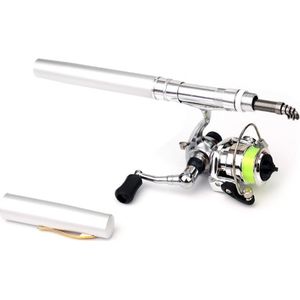 1.6M Outdoor Draagbare Pen Vorm Telescopische Mini Hengel Hengel Met Metalen Spinning Reel Wiel Winter Hengel Visgerei set