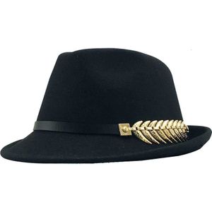 Eenvoudige Wol Vrouwen Mannen Fedora Hoed Voor Winter Herfst Elegante Dame Gangster Trilby Vilt Homburg Kerk Jazz Hoed 55-58Cm Verstelbare