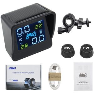 Bandenspanningscontrolesysteem Draadloze Motorfiets TPMS Real-time Tester Lcd-scherm met 2 Externe Sensoren