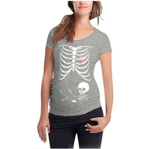 Vrouwen Moederschap Korte Mouwen Skelet Print Tops T-shirt Zwangere Casual Kleding kinderen Chiffon kinderen Overhemd's