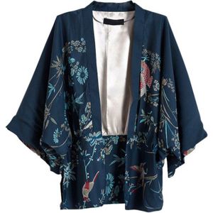 Vintage Zomer Vrouwen Bovenkleding Vest Bloemen vogels Gedrukt Chiffon Zon Bescherming Kimono Shirt