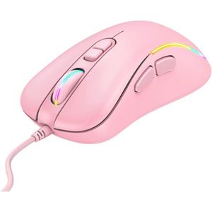 Onikuma CW907 Roze Leuke Rgb Bedrade Mechanische Gaming Muis Muizen Streamer Licht Effect 6-Speed Dpi Gaming Muizen