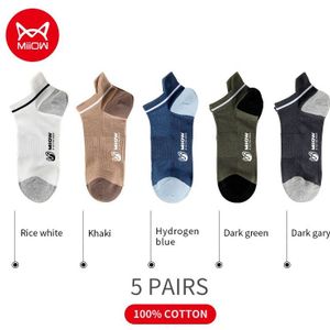 Miiow 5 Paren/partij Zomer Katoen Mannen Sokken Patchwork Low Cut Casual Sokjes Comfortabele Print Sokken Zweet Sokjes Set