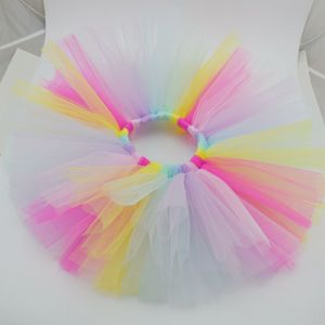 Handgemaakte Pastel Rainbow Baby Meisje Tutu Rok Pluizige Mooie Tutu Pasgeboren Foto Props Pettiskirt Zachte Nylon Tule