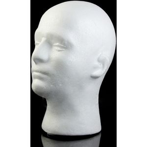 1x Mannelijk Hoofd Model Mannelijke Witte Polystyreen Piepschuim Foam Hoofd Model Stand Pruik Haar Hoed Headset Mannequin Foam Mannequin