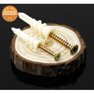 Gipsplaat Anker 50 Stuks 8X40Mm Gipsplaten Nylon Geribbelde Anker Zelfborende Muur Gipsplaten Phillips Nylon Anker Kit met Schroeven