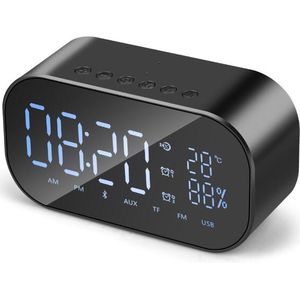 TOPROAD Mini Klok Bluetooth Speaker Draagbare Draadloze Luidspreker Stereo Speakers Ondersteuning Tijd Temperatuur Display USB FM TF