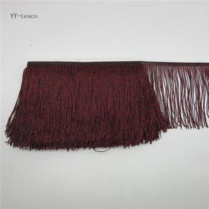 YY-tesco 1 Yards 15 cm Breed Wijn rood Kant Fringe Trim Tassel Fringe Trimmen Voor Latin Jurk Stage kleding Accessorie Lace Lint