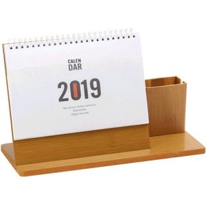 Houten Bureau Staan Jaarlijks Dagelijkse Planner Kalender met Pen Potlood Houder voor Home Office Schoolbenodigdheden