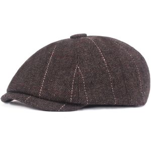 Mistdawn Herfst Winter Warm Mannen Heren Baret Gestreepte Retro Krantenverkoper Verstelbare Schilder Cap Klassieke Casual Klimop Hoed One Size