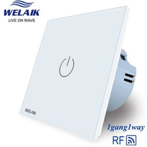 Welaik Rf 433Mhz Glas-Panel-Schakelaar Muur-Schakelaar Eu Afstandsbediening Touch-Schakelaar Screen-Licht-Schakelaar 1gang-1way AC250V A1913CW