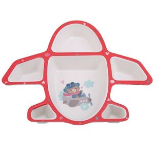 1 Set Pallet + Vork + Lepel Kindje Servies Vliegtuigen Keramiek Baby Leren Gerechten Babyvoeding Diner Platen