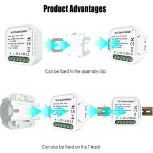 2 Gang 2 Way Wifi Slimme Lichtschakelaar Diy Breaker Module Smart Leven Tuya App Afstandsbediening Google Home Alexa voice Control