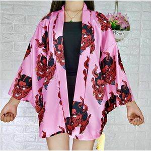 Japanse Kimono Yukata Vest Demon Harajuku Blouse Vrouwen Zomer Lange Mouw Zonnebrandcrème Jas Haori Traditionele Kimono