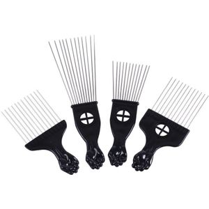 Salon Gebruik Black Metal Afro-amerikaanse Pick Kam Kammen Afro Haar Kam Voor Kappers Styling Tool