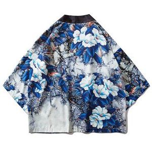 Zomer Zon Bescherming Japanse Streetwear Stijl Bloem Kimono Jassen Heren Vest Casual Kleding Jas Bovenkleding