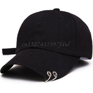 Mannen Vrouwen Hoed Unisex Heren Dames Effen Kleur Verstelbare Baseball Cap Metalen Ringen Vlakte Hoed