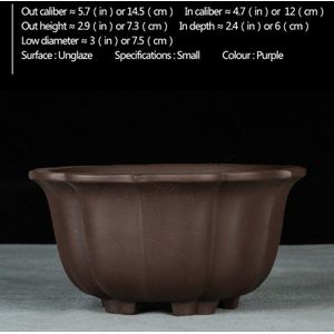 China YiXing Unglaze wastafel Mini Bonsai pot Bonsai potten tuin bloempot Paars zand Ventilatie keramische Bloemblaadje-vormige bloempotten