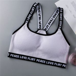 Letter Teen Girls Sports Bras Cotton Small Vest Women Tanks Jogging Gym Yoga Underwear Teen Training Cross Back Bras