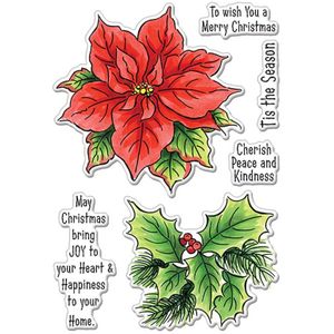 Bloeiende Poinsettia Seizoen Moment Transparant Clear Postzegels Seals Stempel Voor Diy Scrapbooking Ambachten Kaarten Maken