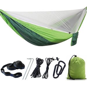 Camping Hangmat Met Klamboe Tuinmeubilair Quick Open Dubbele Persoon Opknoping Bed Parachute Tuin Slaap Swing OD002