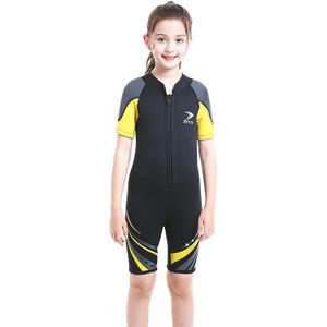 2.5Mm Anti-Uv Kinderen Scuba Neopreen Wetsuits Korte Mouwen Meisjes Surfen Snokeling Badmode Duikpak Sportkleding Rash Guard