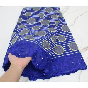 Pgc Afrikaanse Kant Stof Wit Zwitserse Voile Katoen Naaien Geborduurde Jurk Voor Vrouwen YA4438B-3