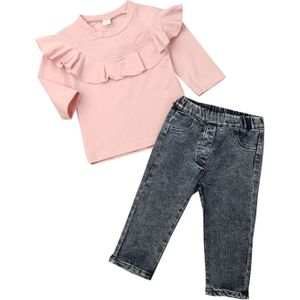 Baby Kleding Winter Baby Kids Meisjes Solid Bloemen Trui Tops + Jeans Broek Outfits Sets Vetement Enfant Fille Kids Kleding