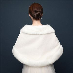 Winter Warm Faux Fur Bruids Bolero Voor Trouwjurk Mooie Mouwloze Sjaal Wrap
