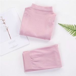 Effen Kleur Slanke Vrouwen Thermisch Ondergoed Set Winter Katoenen Coltrui Lange Onderbroek Dames Thermo Kleding Pyjama Set