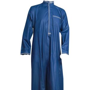 Mannen Islamitische Arabische Moslim Kaftan Stand Kraag Korte Mouw Zakken Retro Losse Gewaden Midden-oosten Solid Mannen Jubba