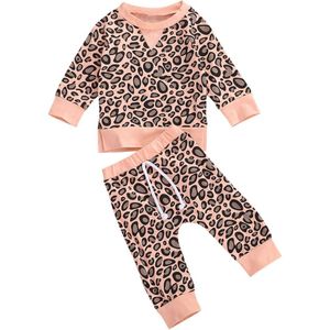 0-24M Baby Meisjes Lente Herfst Kleding Peuter Pasgeboren Baby Lange Mouw Luipaard Sweatshirts + Broek Leggings Trainingspakken outfits