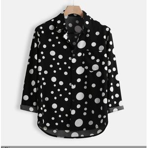 Mannen Polka Dot Gedrukt Casual Shirt Met Korte Voorkant En Lange Rug